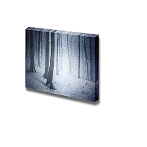 Winter Snow Storm in a Forest with Wind Blowing The Snowflakes Through The Trees - Canvas Art Wall Art - 12" x 18"