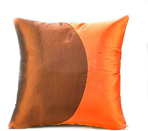 Narphosit Curve and 2 Tone Color Cushion Cover/throw Pillow Case 16x16 (Brown/Orange)
