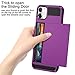 Vofolen Case for iPhone 11 Case Wallet Credit Card Holder ID Slot Sliding Door Hidden Pocket Anti-Scratch Dual Layer Hybrid Bumper Armor Protective Hard Shell Back Cover for iPhone 11 6.1 Purple