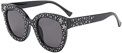 Quelife Womens Artificial Diamond Cat Eye Quadrate Star Big Frame Classic Sunglasses A