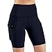 ODODOS High Waist Out Pocket Yoga Short Tummy Control Workout Running Athletic Non See-Through Yoga Shorts,Navy,XX-Large