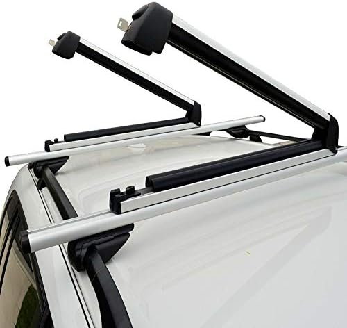 Elefama スキーラック 車の屋根用 ユニバーサル 車 スキー スノーボード ルーフラック スノーパック キャリア スキー6ペアまたはスノーボード4枚にフィット 大型アルミニウム ロック可能 ルーフラックホルダー Suv トラック ルーフ シルバー