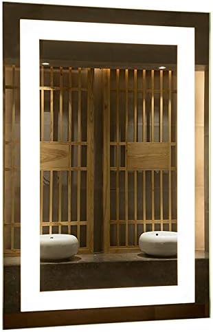 Mirrors and More LED Backlit Wall Mirror | Frameless Polished Edge Silver Backing with Rectangle Illuminated Frosted Strip | Vanity | Bathroom | Makeup | 24” X 36”