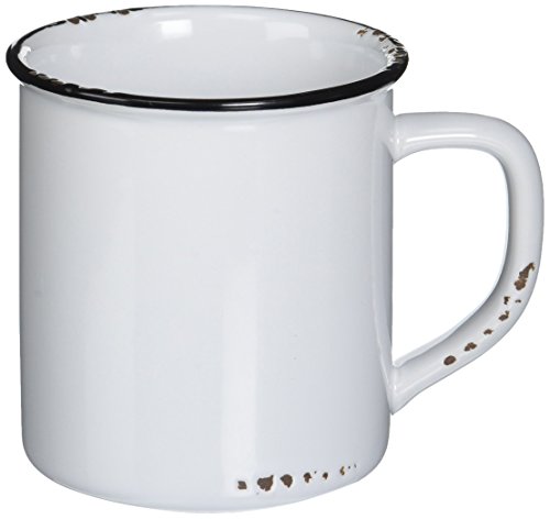Abbott Collection Enamel Look Stoneware Mug, White
