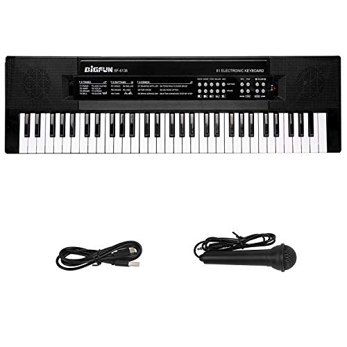 M SANMERSEN 61-Key Kids Piano With Microphone - Electronic Keyboard With MP3 Function