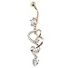Joylive Love Heart Crystal Gem Navel Buckle Belly Ring Piercing Body Diamond Inlaid Nail Button