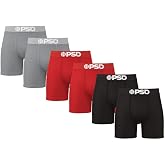 PSD Mens Underwear Mid Length Cotton Boxer Brief 6 Packs