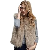 ROPALIA Luxury Womens Fox Faux Fur Vest Coat Sleeveless Short Waistcoat