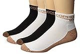 Copper Fit Ankle Socks Men (size 9-12) & Women (size 10-13) Black & White, Large (4 Pair)
