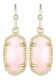 Kendra Scott Signature Lee Earrings in Gold Plated and Rose Quartz
