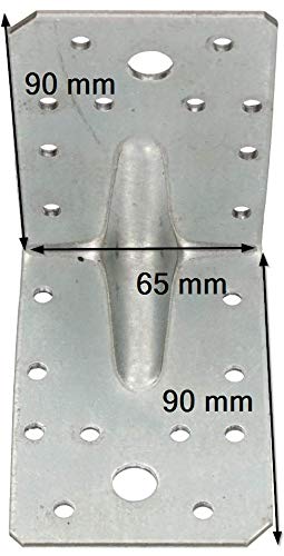 KOTARBAU® 25 Stk. Winkelverbinder 90 x 90 x 65 mm mit Rippe Sicke Lochwinkel Bauwinkel Holzverbinder Balkenwinkel… – Bild 6