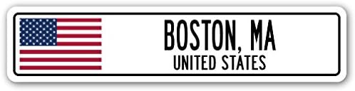 Amazon Com Boston Ma United States Street Sign American Flag City Country Gift Office Products