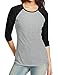 Regna X Love Coated Women Soft and Stretchy Long Sleeve Raglan Top Black Gray