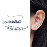 1 Pair 925 Sterling Silver Flowers Cubic Zirconia Ear Cuff Wrap Earring