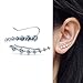 1 Pair 925 Sterling Silver Flowers Cubic Zirconia Ear Cuff Wrap Earring