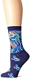 K. Bell Women's Single Pack Lively Nature Crew Socks, Dancing Mermaid, 9-11