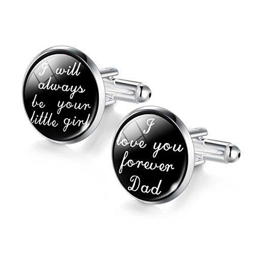 Jiayiqi I Love You Forever Dad I Will Always Be Your Little Girls Cufflinks for Men Wedding Shirt