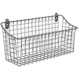 Spectrum Diversified Vintage Wall Mount Storage Basket, Extra Large, Industrial Gray