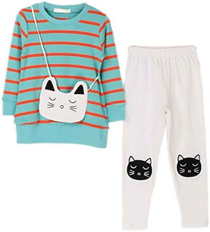 EFZQ Little Girls 2 Pieces Long Sleeve Top and Legging Sets Blue 5-6 years
