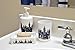 DII Oceanique 5-Piece Bathroom Starter Set, includes 72x72 Shower Curtain, 12 Shower Hooks, 1 Soap Dish, 1 Cup, 1 Lotion Dispenser, City Scape