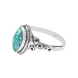 Rubicrafts Turquoise Stone Ring 925 Sterling Silver