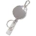 UNIQME Retractable Badge Holder Heavy Duty Belt Clip Carabiner Key Ring ID Badge Holder All Metal Keychain Badge Reel for ID Card Keys 2 Packs(Sliver)