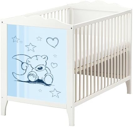 Stikkipix Teddy Aufkleber In Blau Fur Das Babybett Hensvik Von Ikea Bb01 Mobel Nicht Inklusive Amazon De Kuche Haushalt