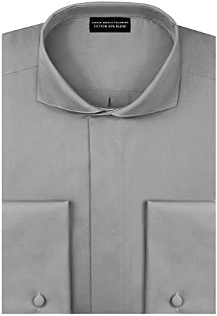 Men's Wing Tip Collar Solid Color Regular Fit Dress Shirt French Cuff(Big &amp; Tall)