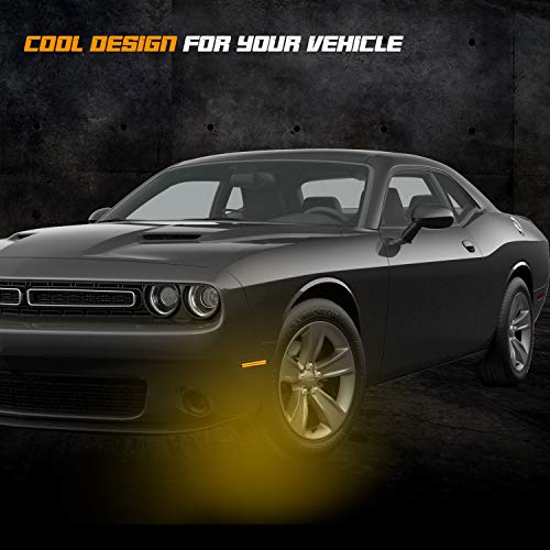 RUXIFEY Sequential LED Side Marker Lights Smoked Front Sidemarker Compatible with Dodge Challenger 2008 to 2014 Amber - Pack of 2