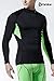 TSLA Men's UPF 50+ Mock Long Sleeve Compression Shirts, Athletic Workout Shirt, Base Layer for Water Sports, Zero Block Top Black & Neon Green, Large