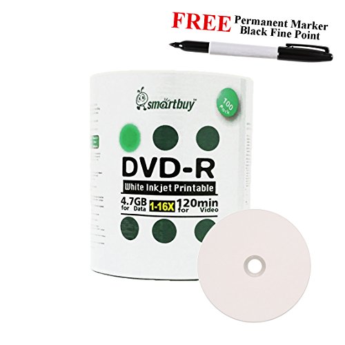 Smartbuy 4.7 GB 16x DVD-R Blank Media Disc, 100-Discs