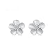 WKShop 1Pair 925 Sterling Silver Plum Flower Crystal Ear Stud Earrings Women Girl Gift