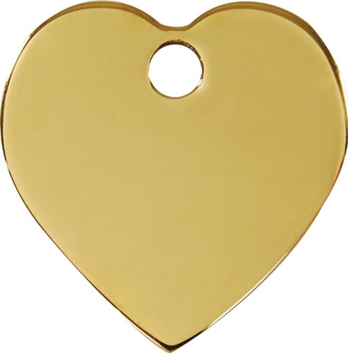 Red Dingo Custom Engraved Brass Dog ID Tag - Heart (Medium)