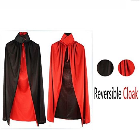 55"Halloween Man/ Ladies Double Layer Black and Red Reversible Cloak Vampire COS Set