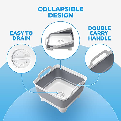 Vamako 9L Collapsible Dish Tub Portable Sink, Folding Laundry Tub