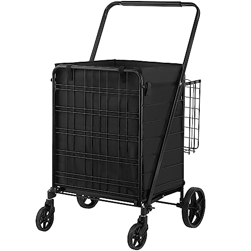VEVOR Folding Shopping Cart, Jumbo Grocery Cart With Double Basket on Galleon Philippines