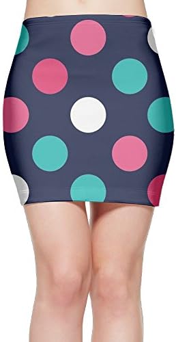 Coloful Circle Dots Fashion Lady Sexy Above Knee High Waist Tight Short Pencil Mini Skirt