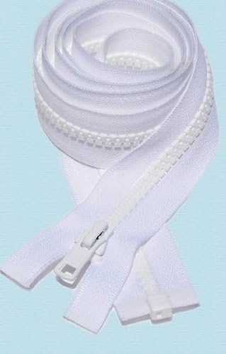 Sale 48" Vislon Zipper - White YKK #5 Molded Plastic ~ Separating (1 Zippers / Pack)