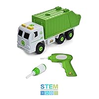 Take Apart Recycling Truck with Sounds, Power Drill, Build Your Own Garbage Truck with 30 Piece Set, Educational STEM Toys for Toddlers, Engineering Building Kit Ages 3 to 6