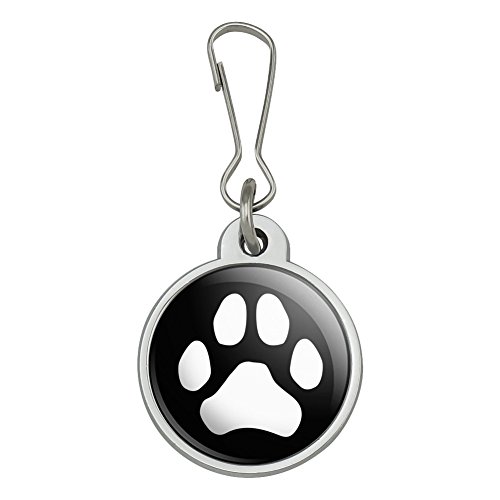 Paw Print Dog Cat White on Black Jacket Handbag Purse Luggage Backpack Zipper Pull Charm