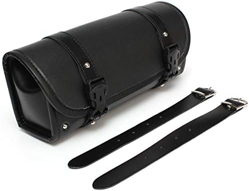 SOMITI | Leather & Saddle Bags | Black PU Leather Motorcycle Saddlebag Roll Barrel Bag Storage Tool Pouch for Harley|Davidson