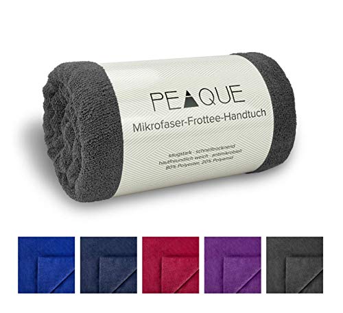 PEAQUE Mikrofaser-Handtuch mit Frottee-Struktur – 1er & 2er Set - Weich, Leicht, Extrem Saugstark, Schnelltrocknend, XXL