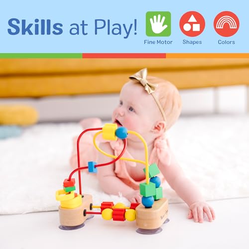Melissa & Doug First Bead Maze - Wooden Educational Toy for Floor, High Chair, or Table Infant Maze Toy, Bead Maze Toys for Toddlers and Babies
