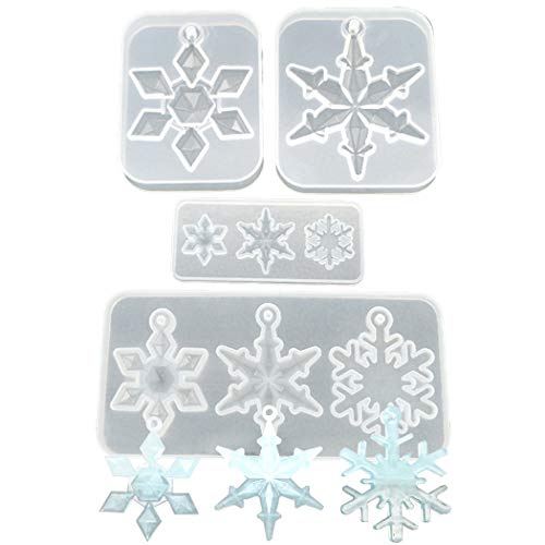 Snowflake Casting Mold, JUSTDOLIFE 4 Pack DIY Pendant Mold Lovely Silicone Snowflake Jewelry Casting Mold Resin Mold Craft for Women Girls Necklace Home Ornament Decor - Thumbnail 7