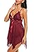 Avidlove Women's Sexy Lace Lingerie Babydoll V Neck Nightwear Sleepwear Strap Chemises Wine Red XX-Large