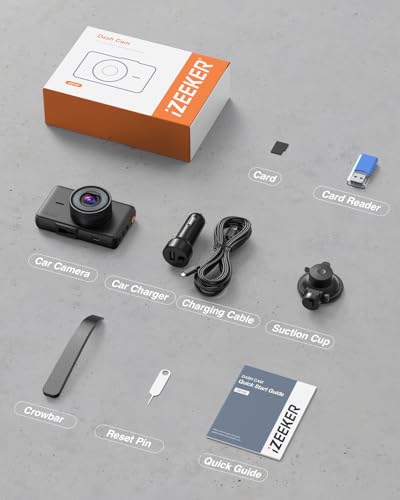 iZEEKER 2.5K Dash Cam, 1440P QHD Car Camera with Free 32GB Card, 3" IPS Display, Night Vision, WDR, 170°Wide Angle, Loop Recording, G-Sensor Emergency Recording, 24H Parking Mode, Type C