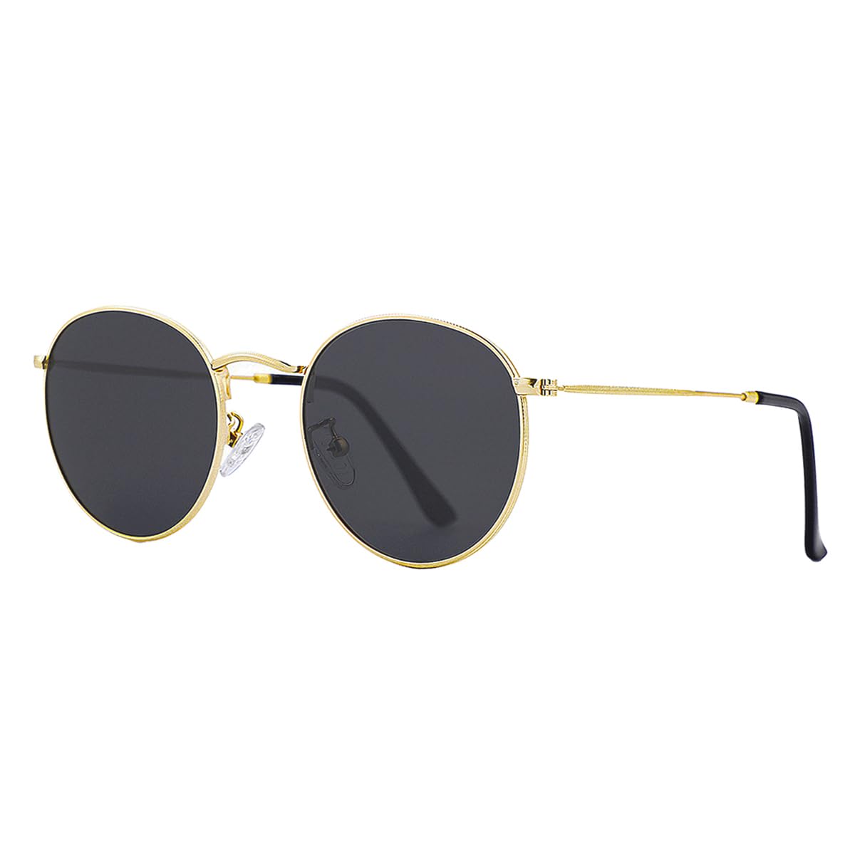 Gleyemor Classic Polarized Round Sunglasses for Women Men, Trendy Metal Frame Shades