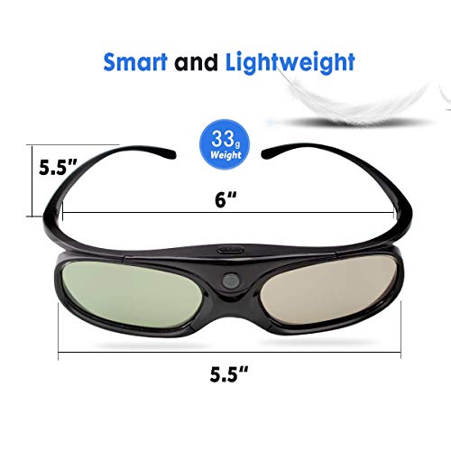 image for DLP LINK 144 Hz Ultra-Clear HD 3D Glasses,Vamvo Active Rechargeable 3D