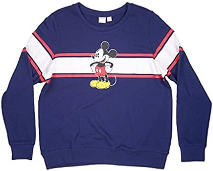 Mickey Mouse Sweater - Officially Licensed Disney Mickey Mouse Sweatshirt Pullover Crewneck Navy Plus Size Sweater Unisex (1X)