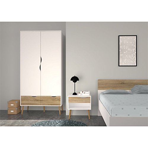 Atlin Designs 2 Drawer and 2 Door Wardrobe in White and Oak
